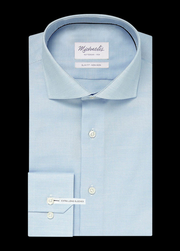 Uni blauw overhemd (Extra lange mouwen)